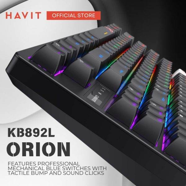 Havit KB892L TKL Mechanical Gaming Keyboard – Blue Switch, RGB Backlit, 87 Keys
