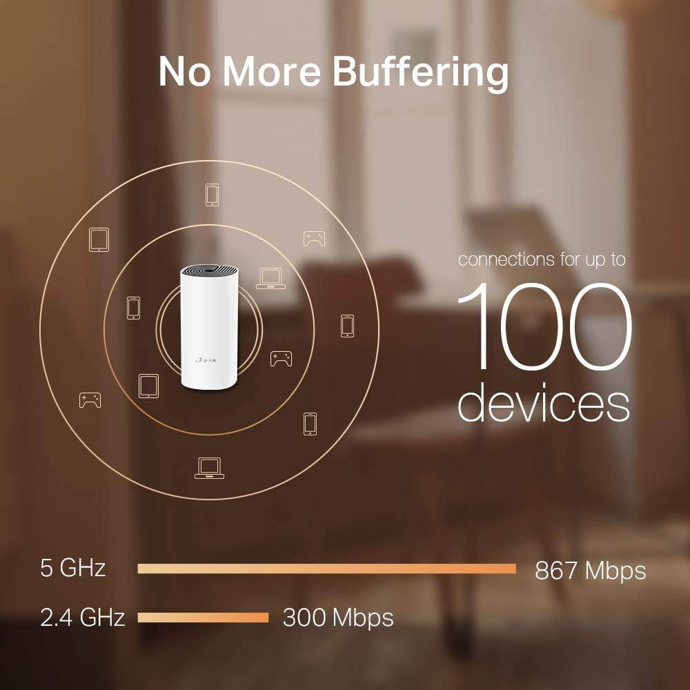 TP-Link Deco M4 (3-Pack) – Whole Home Mesh Wi-Fi System, AC1200 Dual Band, Gigabit Ports