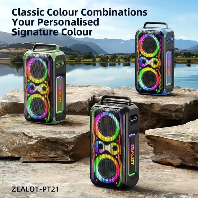 ZEALOT-PT21 200W Wireless Bluetooth Speaker , Portable Outdoor Speakers Loud with Bass Boost, Stereo Pairing, Reverse Charging
