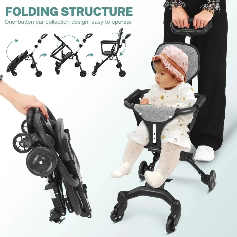 Compact Travel Pram Stroller Baby Lightweight One Hand Fold Buggy Pushchair UK