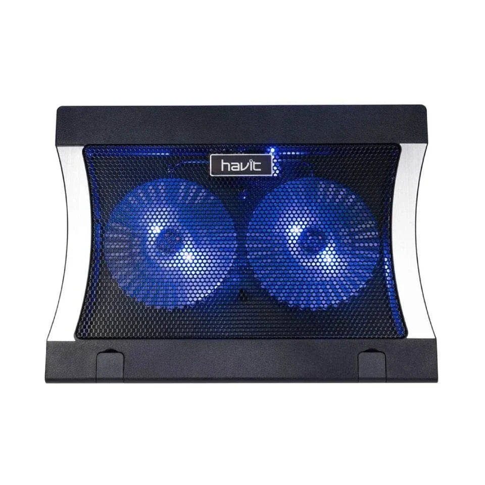 Havit F2051 Gaming Laptop Cooling Pad – Dual 140mm Fans, RGB Lighting, Ergonomic Stand (12"-17")