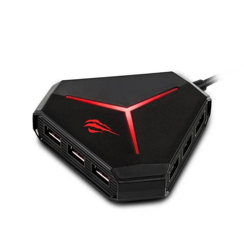 Havit H95 USB-C Multi-Interface Hub – 6 USB Ports, SD/TF Card Reader, Audio Jack (Black)