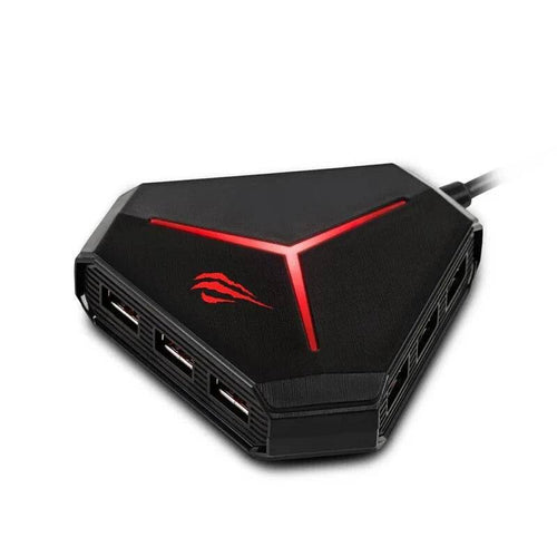 Havit H95 USB-C Multi-Interface Hub – 6 USB Ports, SD/TF Card Reader, Audio Jack (Black)