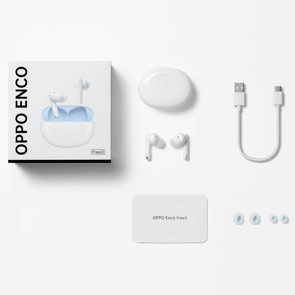OPPO Enco Free2i True Wireless Earbuds – Active Noise Cancellation, Bluetooth 5.2, Personalized Sound, 30-Hour Playtime (White)
