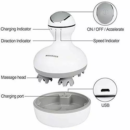 Portable Mini Scalp Massager Rechargeable Head